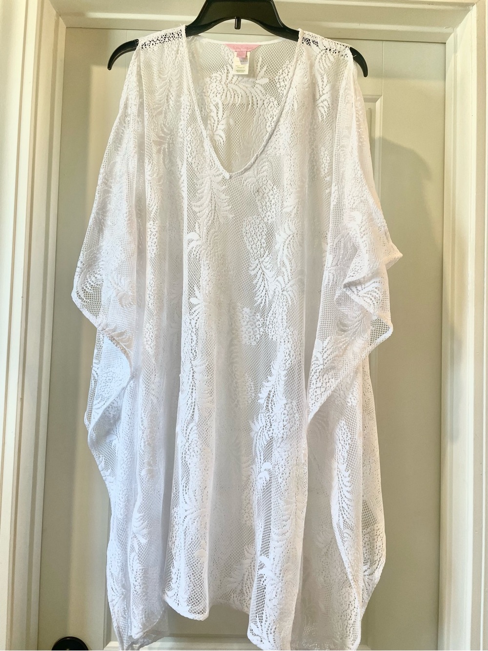 Lilly Pulitzer White Pineapple Lace Swim Cover-Up Cold-shoulder Kaftan